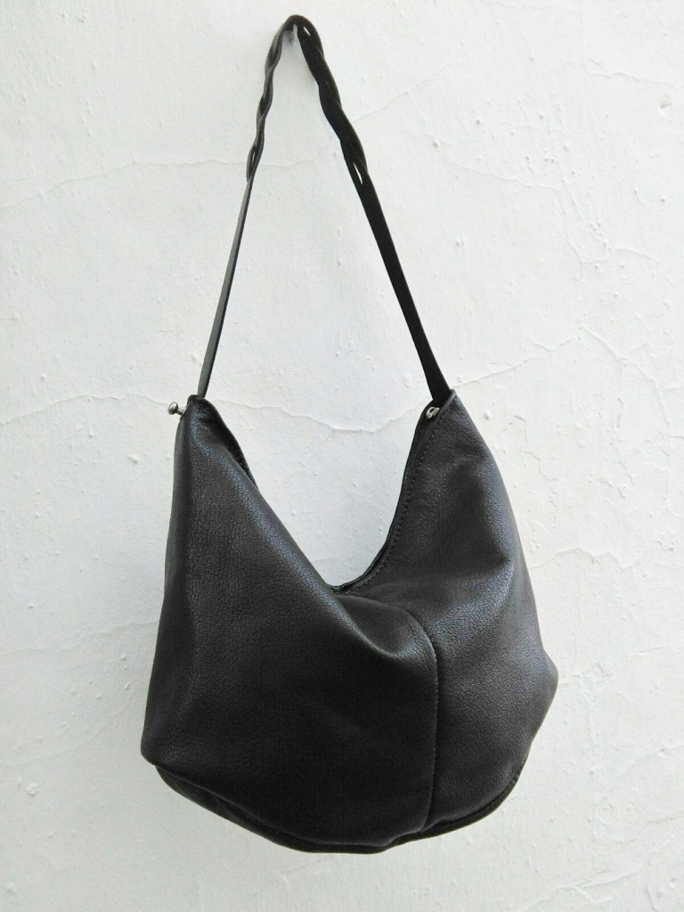 125€. Soft black shoulder purse by fg handmade bags