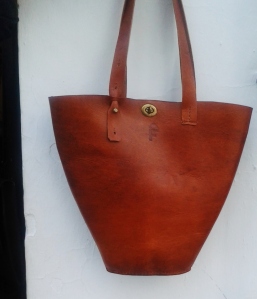 bucket bag from recycled leather